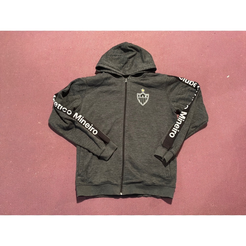 Clube Atletico Mineiro CAM Soccer Zip Up Hoodie Charcoal Grey Mens Small